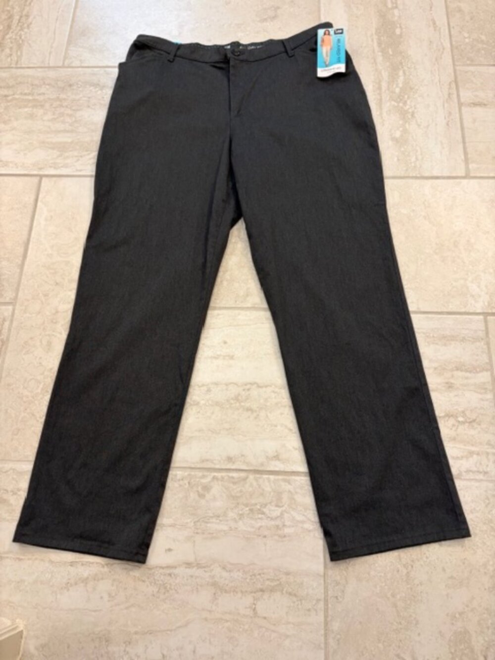 NWT Lee All Day Relaxed Straight Leg Pants Charcoal Heather Sz 18 Long Capsule
